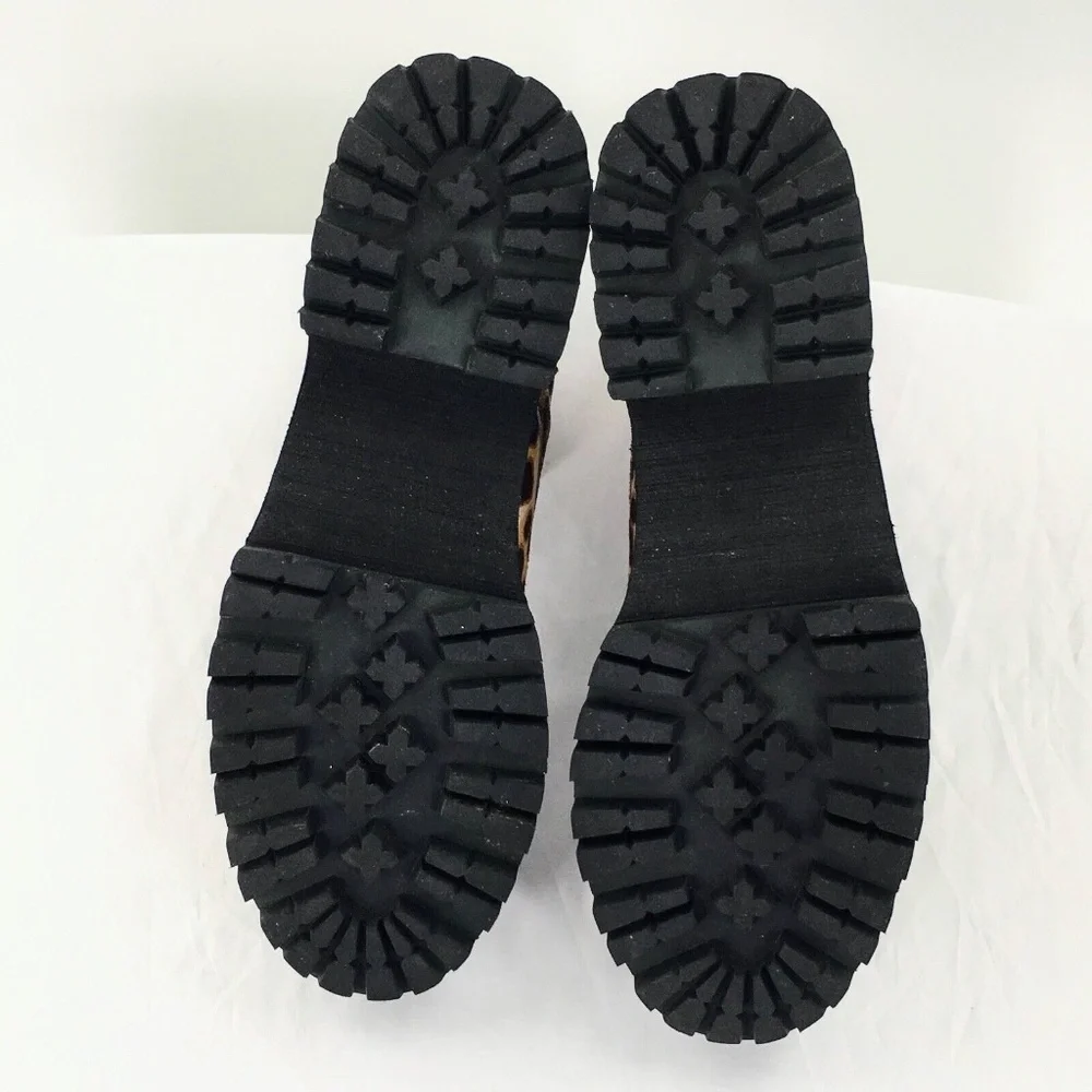 Farylrobin Womens Combat Boot Brown Calf Hair Leopard Print Platform Boot Sz 10 - Picture 10 of 11